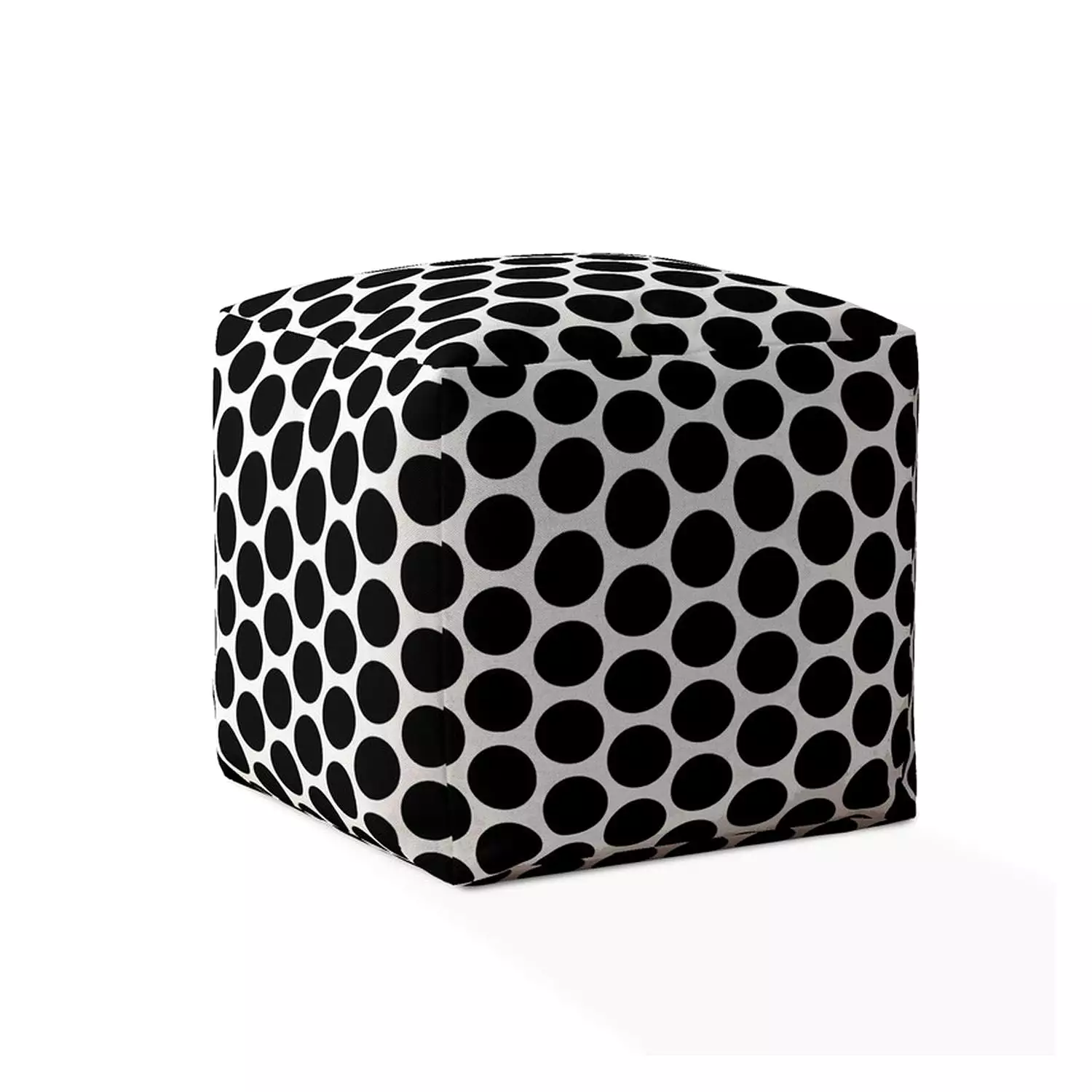 17 Black Cotton Polka Dots Pouf Cover