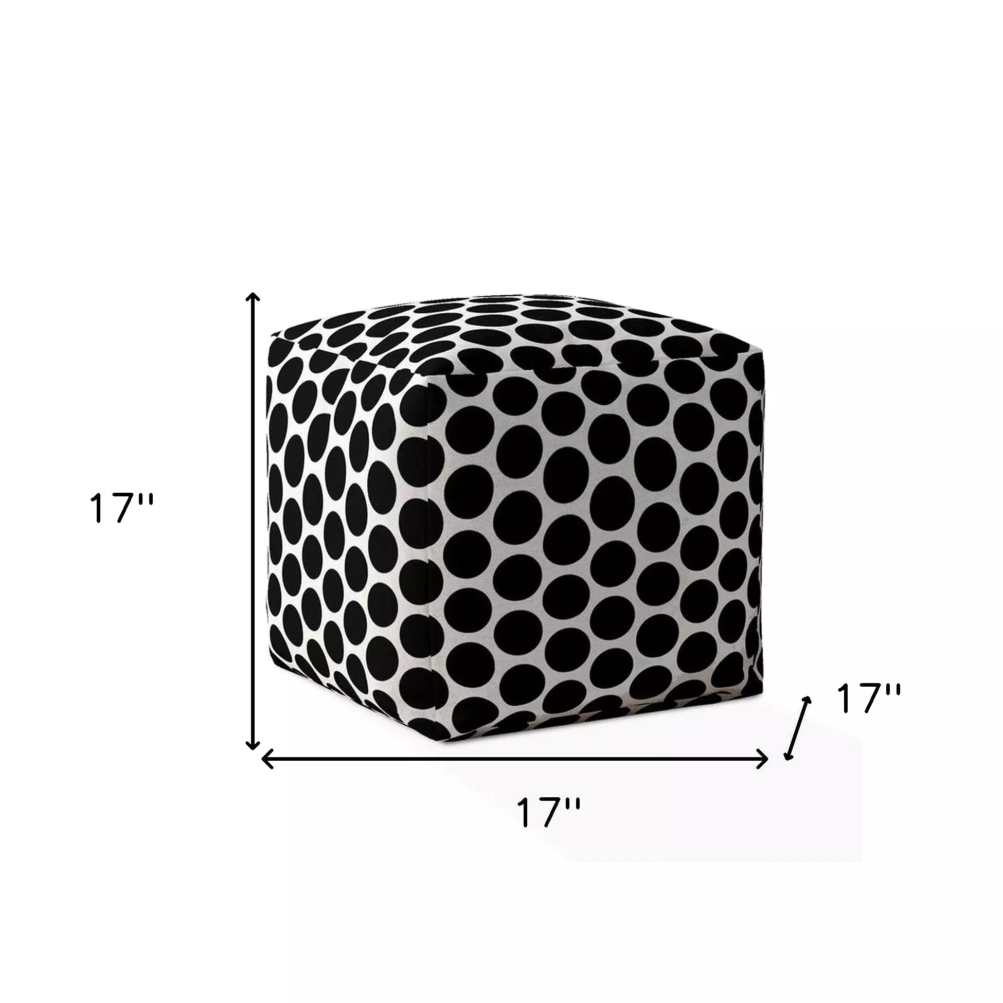 17 Black Cotton Polka Dots Pouf Cover