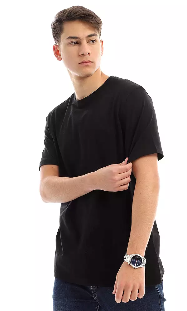 21213 Slip On Solid Basic Black Cotton Tee