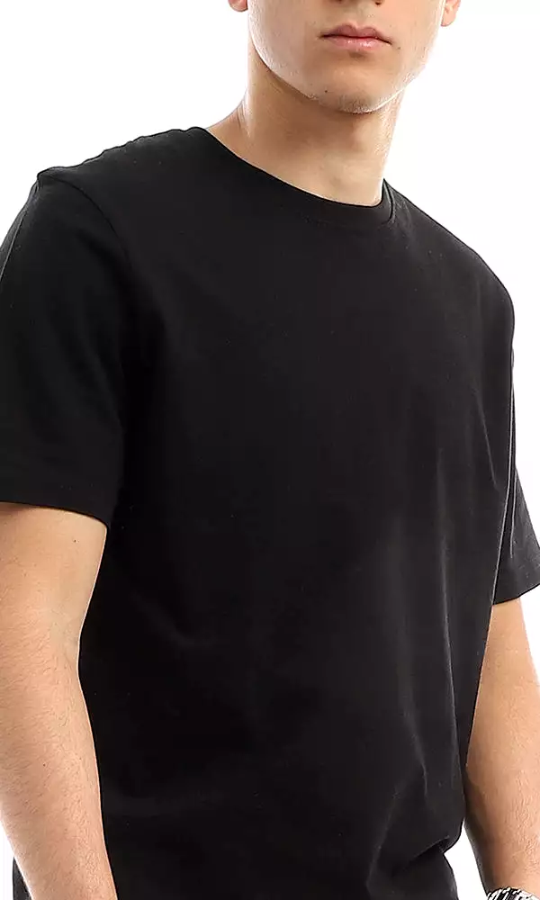 21213 Slip On Solid Basic Black Cotton Tee