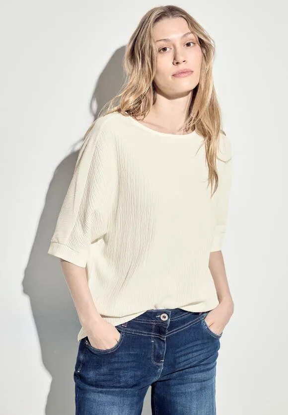 344735- Vanilla White Seersucker Blouse - Cecil