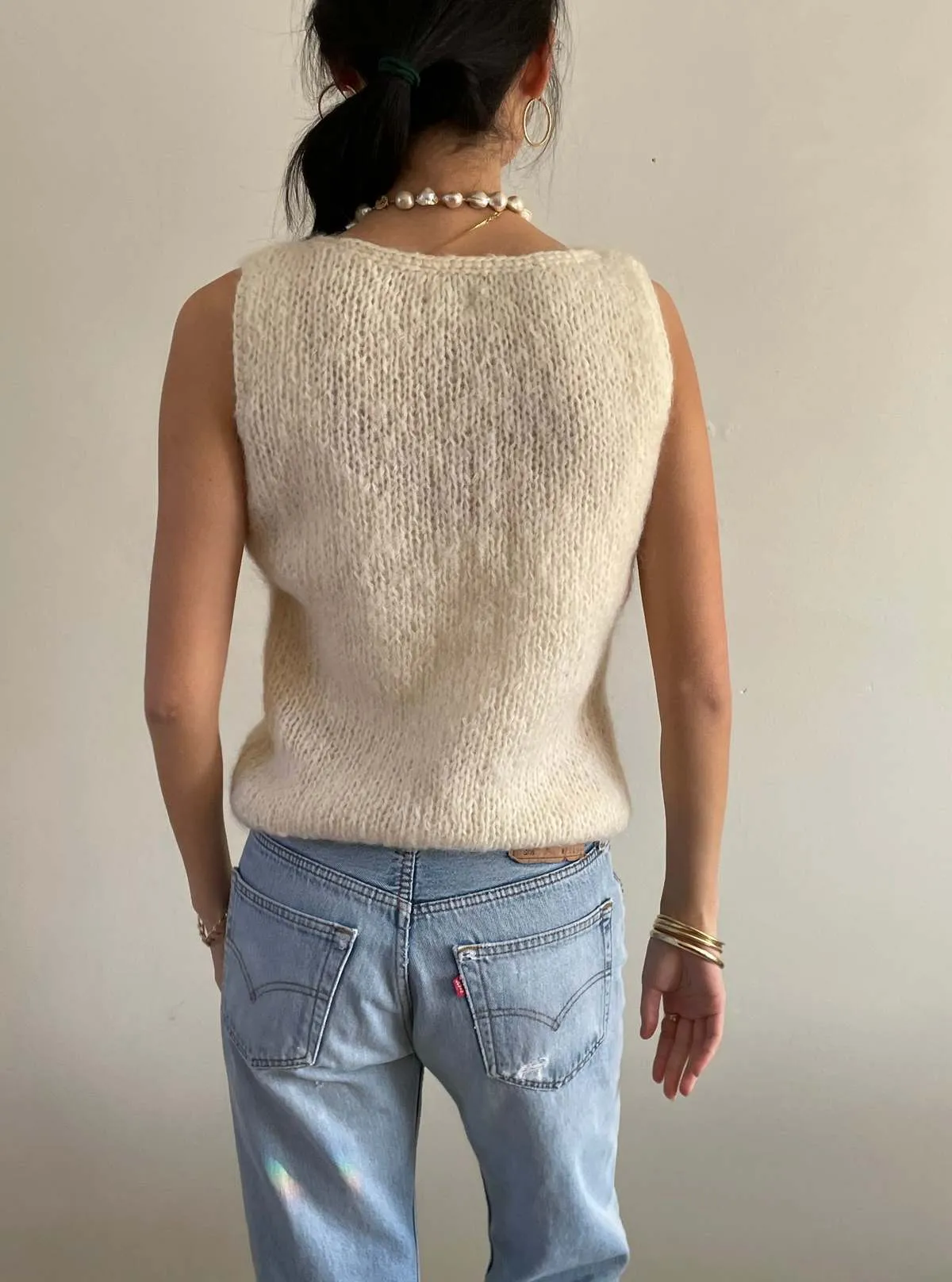 60s Hand Knit Mohair Sleeveless Sweater