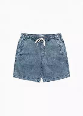 Afends Baywatch Elastic Waist Walk short 16 Blue Acid Wash