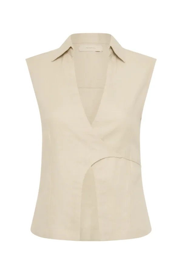 Antibes Sleeveless Wrap Shirt Sand