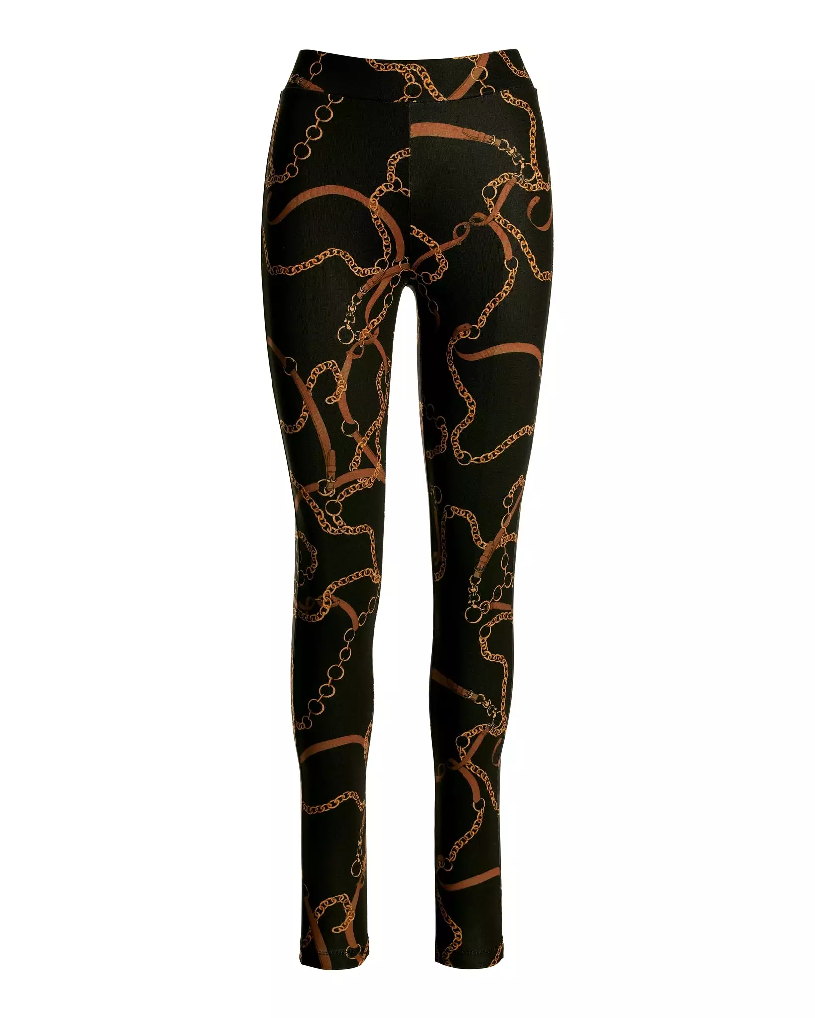 Aspen Golden Chains Print Ponte Legging Black/Gold