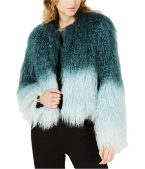 Bar Iii Womens Crinkle Faux Fur Jacket