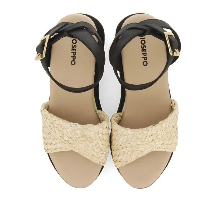 BEIGE AND BLACK SPORTS SANDALS WITH WEDGE FOR WOMEN MEHAMA