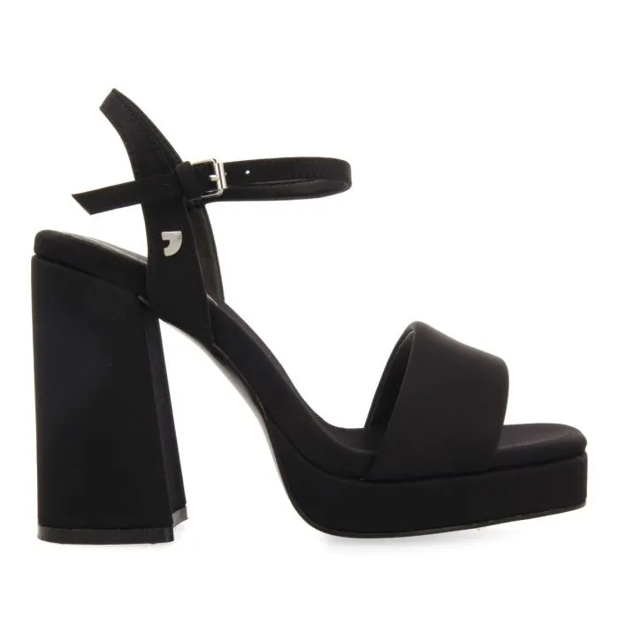 BLACK HIGH HEEL SANDALS WITH PADDED STRAP FOR WOMEN DENTON