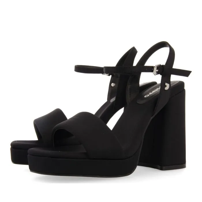 BLACK HIGH HEEL SANDALS WITH PADDED STRAP FOR WOMEN DENTON