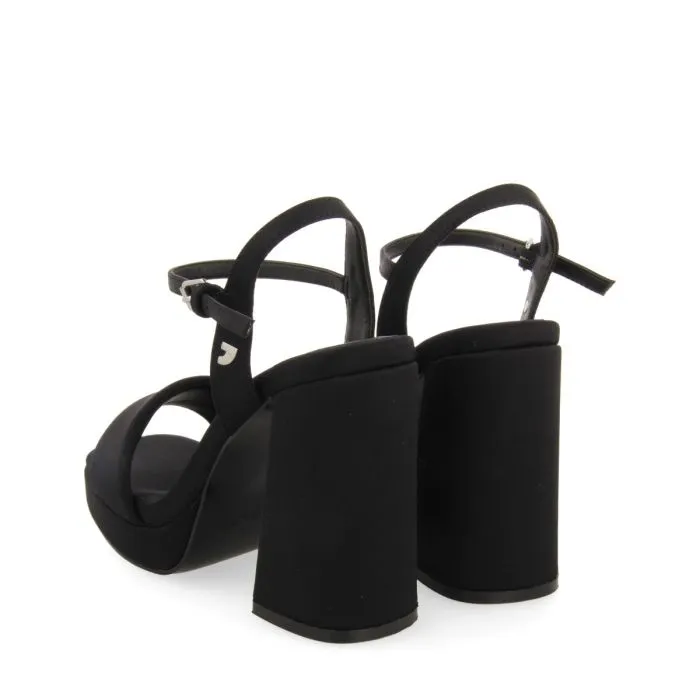 BLACK HIGH HEEL SANDALS WITH PADDED STRAP FOR WOMEN DENTON