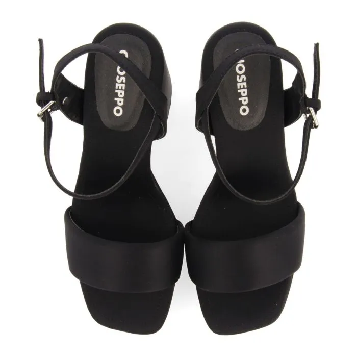 BLACK HIGH HEEL SANDALS WITH PADDED STRAP FOR WOMEN DENTON