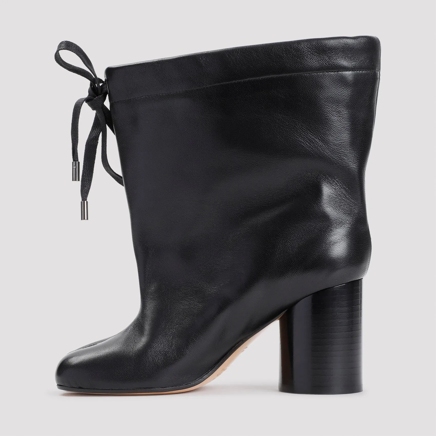 Black Lamb Leather Ankle Boots