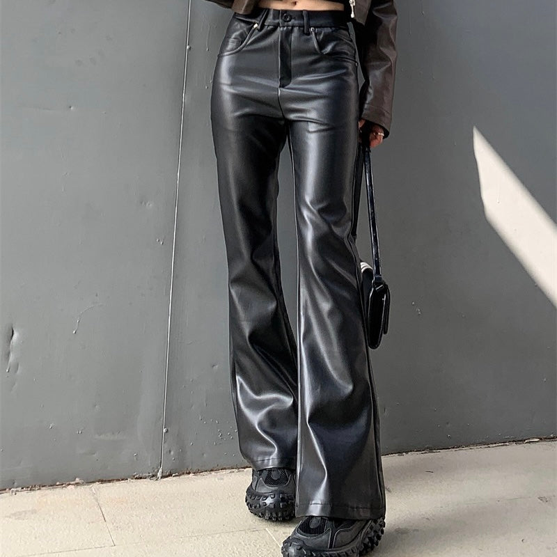 Black Shiny Faux Leather Jeans