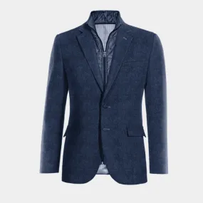  Blazer azul cobalto de tweed herringbone esencial