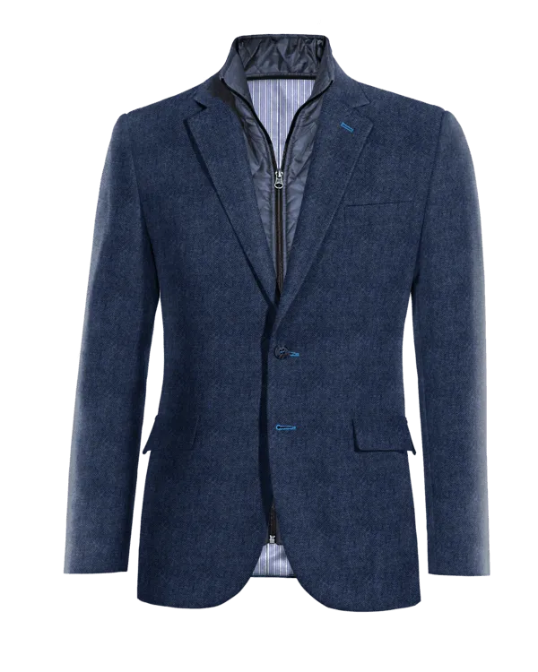  Blazer azul cobalto de tweed herringbone esencial