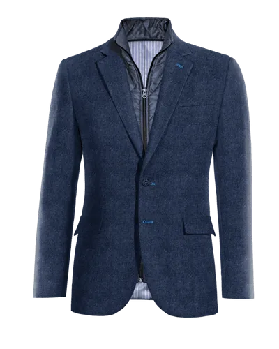  Blazer azul cobalto de tweed herringbone esencial