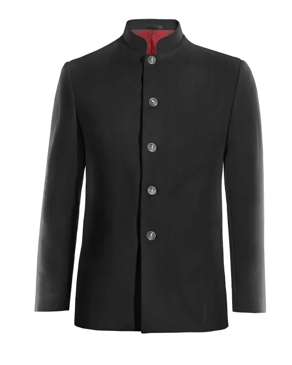  Blazer cuello chino negro Ónix esencial