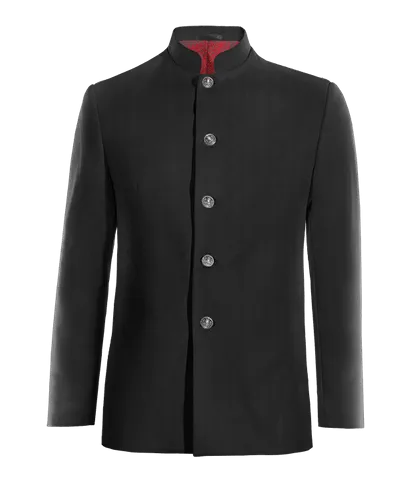  Blazer cuello chino negro Ónix esencial