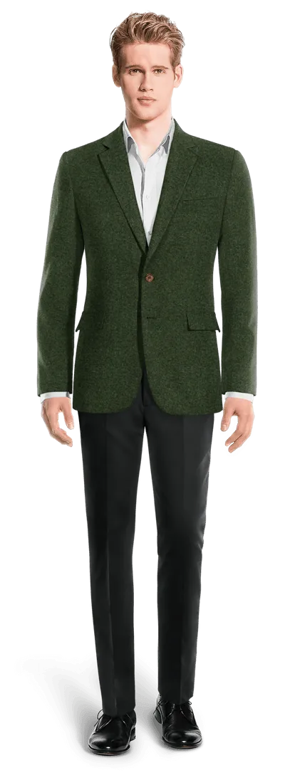  Blazer sin forro verde bosque de tweed herringbone