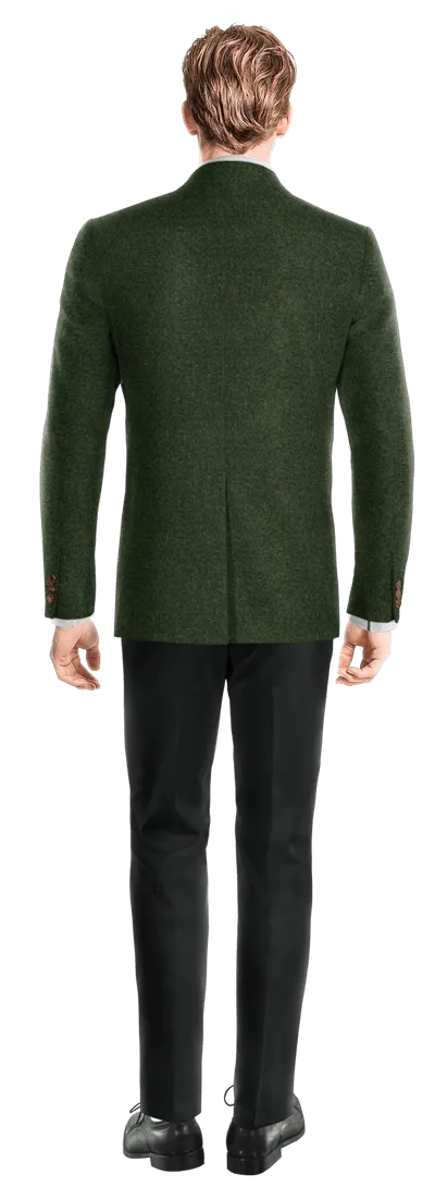  Blazer sin forro verde bosque de tweed herringbone