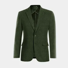  Blazer sin forro verde bosque de tweed herringbone