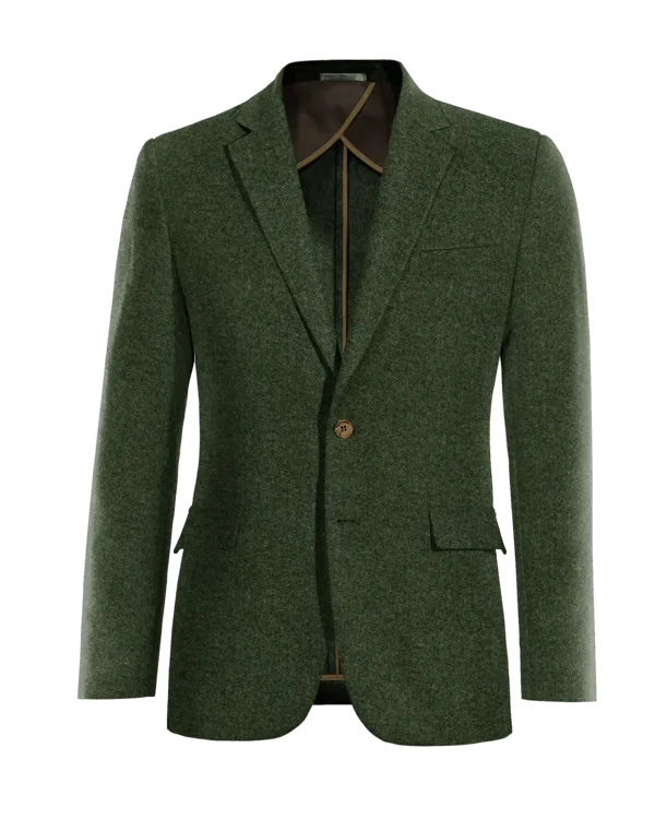  Blazer sin forro verde bosque de tweed herringbone