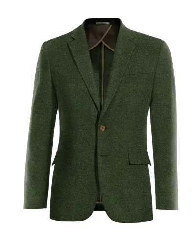  Blazer sin forro verde bosque de tweed herringbone