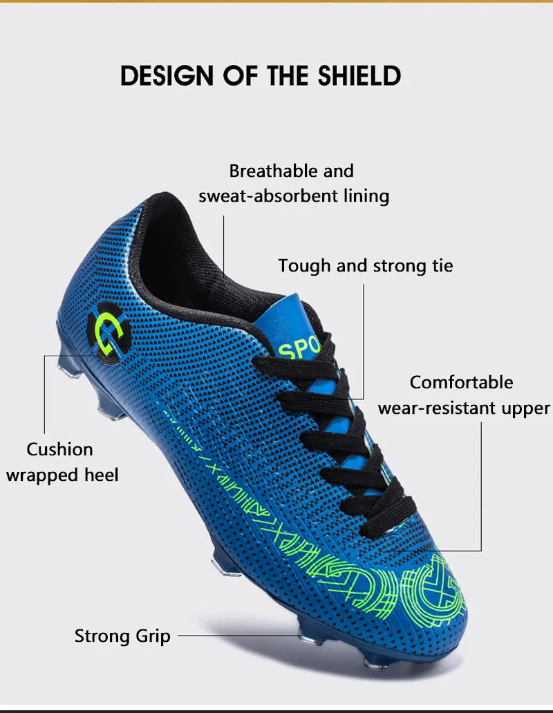 Blue Men's Comfortable Outdoor Breathable Wear-Resistant Soccer Shoes