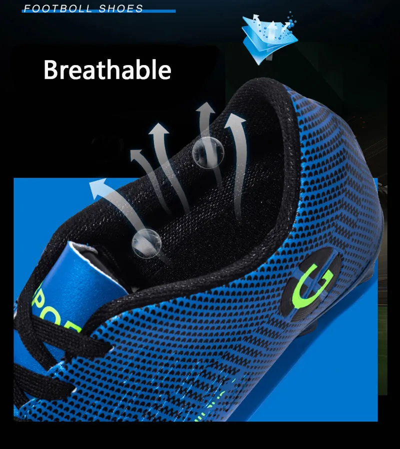 Blue Men's Comfortable Outdoor Breathable Wear-Resistant Soccer Shoes