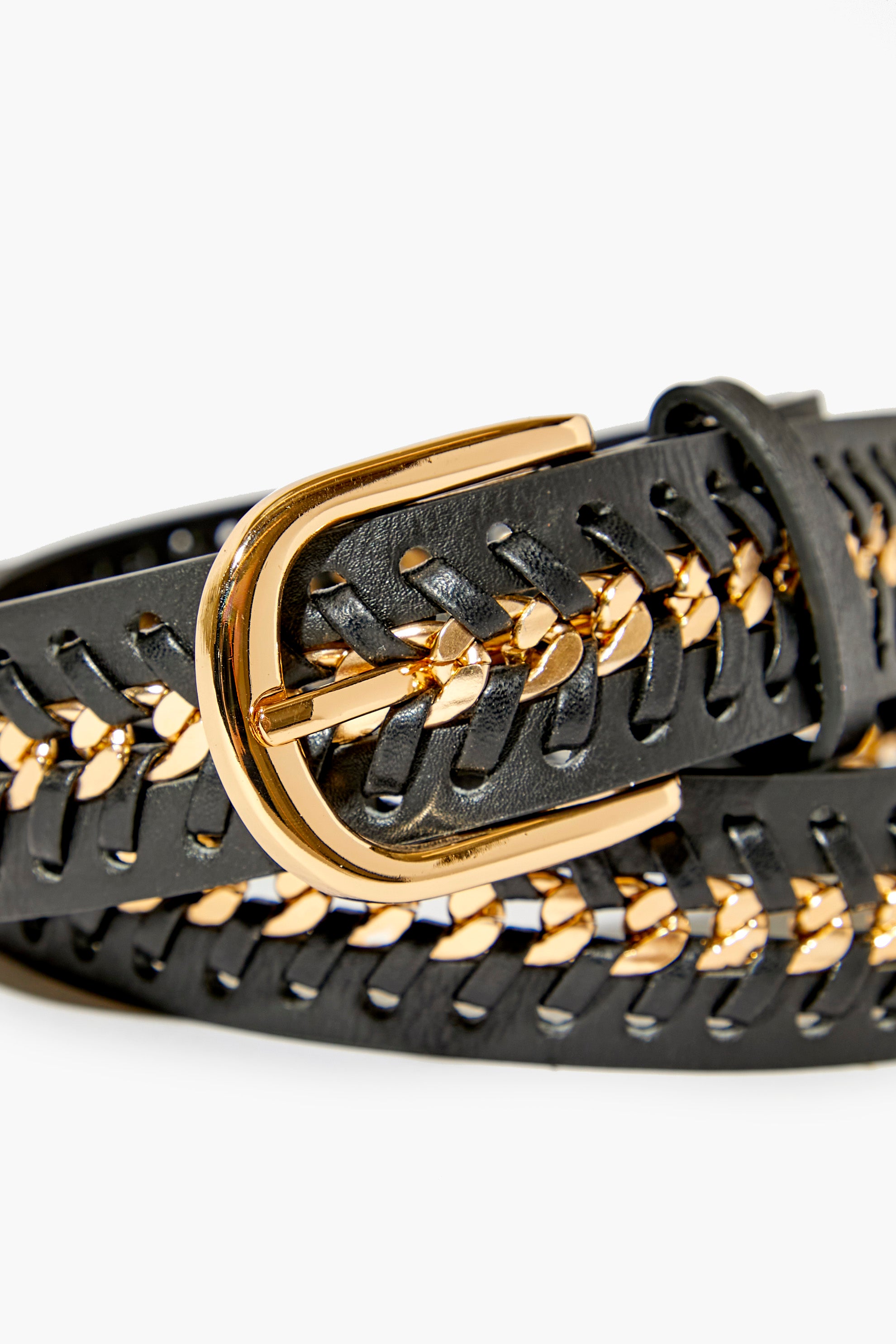 Chain-Link Faux Leather Belt