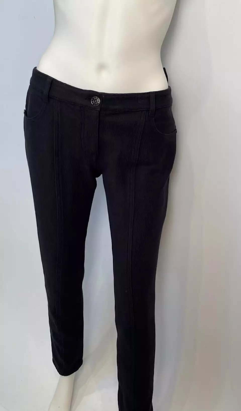 Chanel Black Cotton Low Rider Pant Jeans FR 38 US 4/6