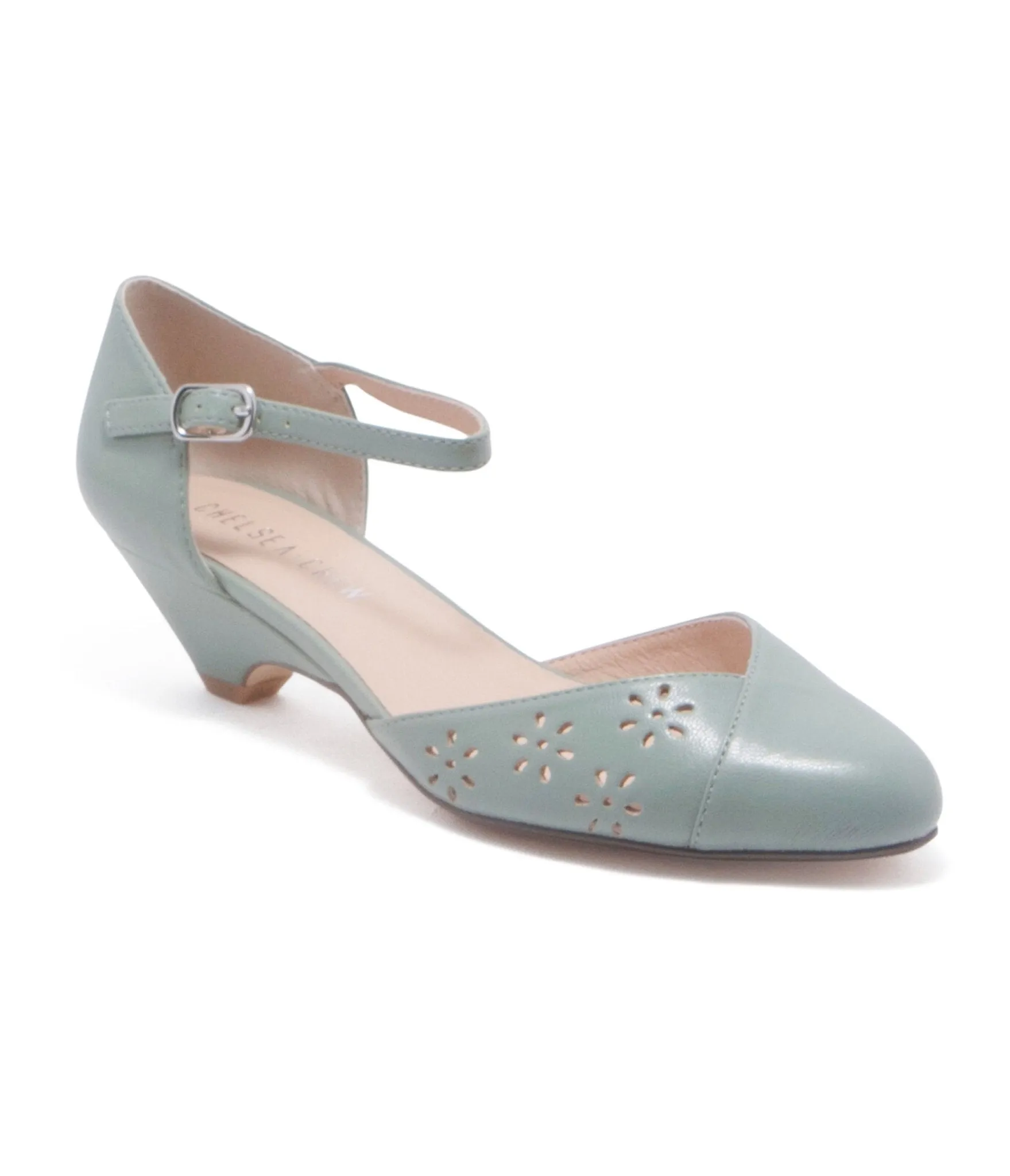 Chelsea Crew 1930s Mint Leatherette Eyelet Percy Heels