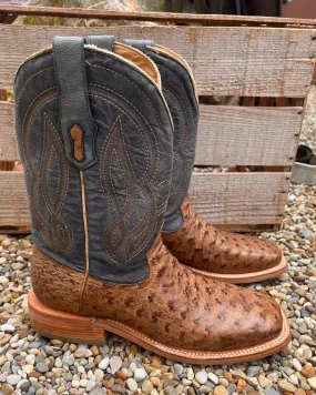 Corral Men's Orix Brown & Blue Ostrich Square Toe Cowboy Boots A4052