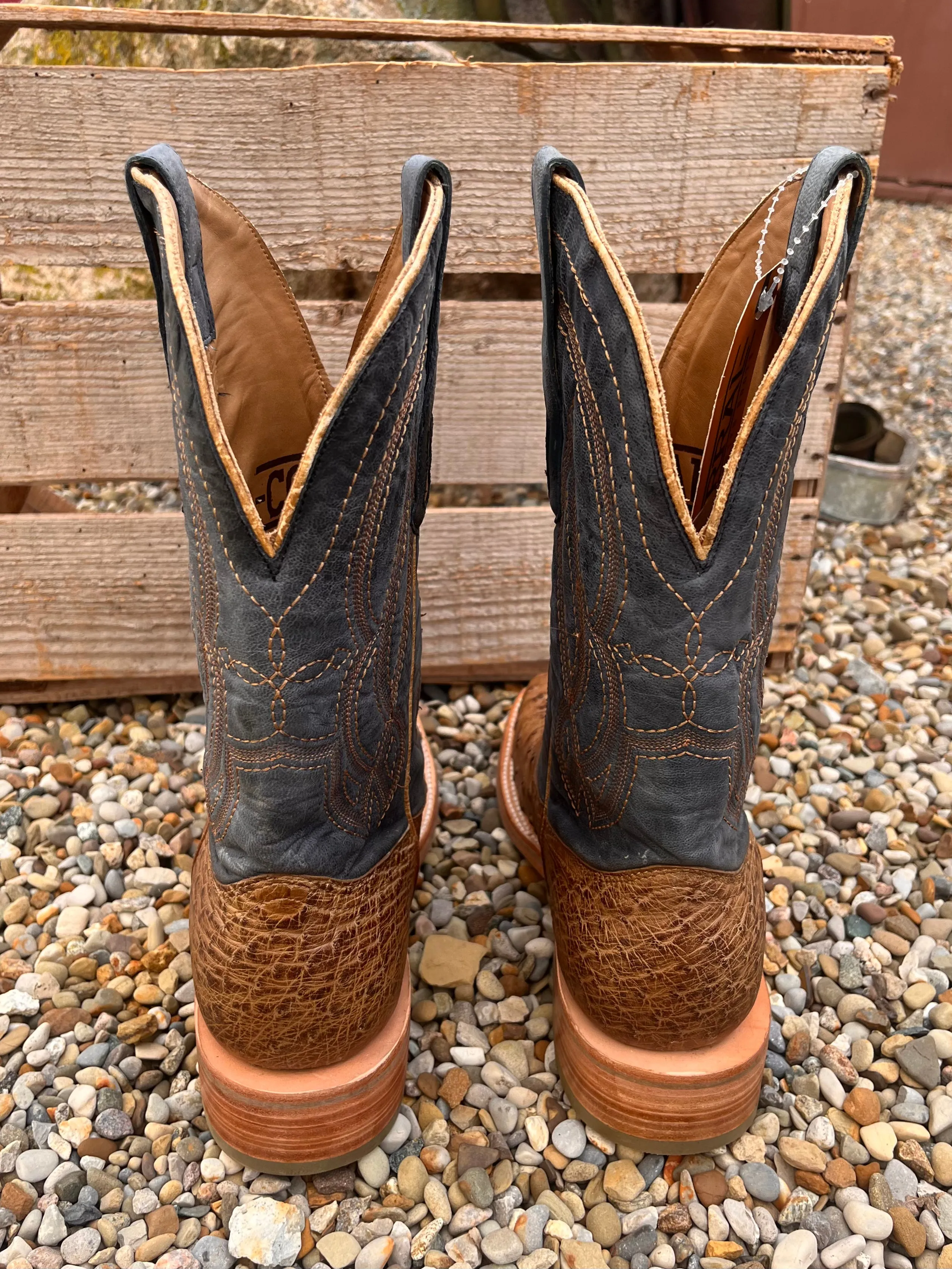 Corral Men's Orix Brown & Blue Ostrich Square Toe Cowboy Boots A4052