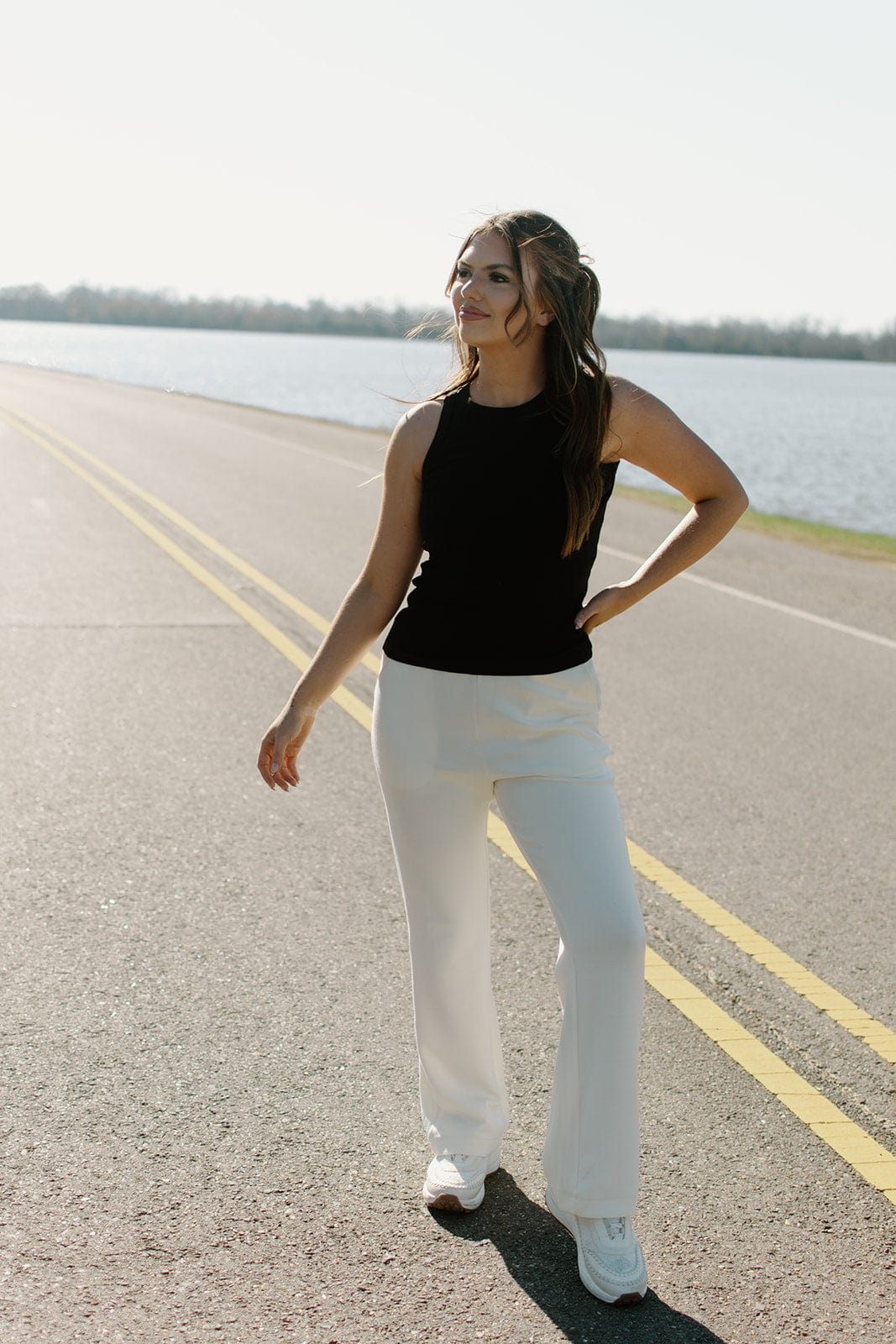 Cream High Waist Sweatpants