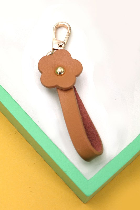 Daisy Faux Leather Keychain