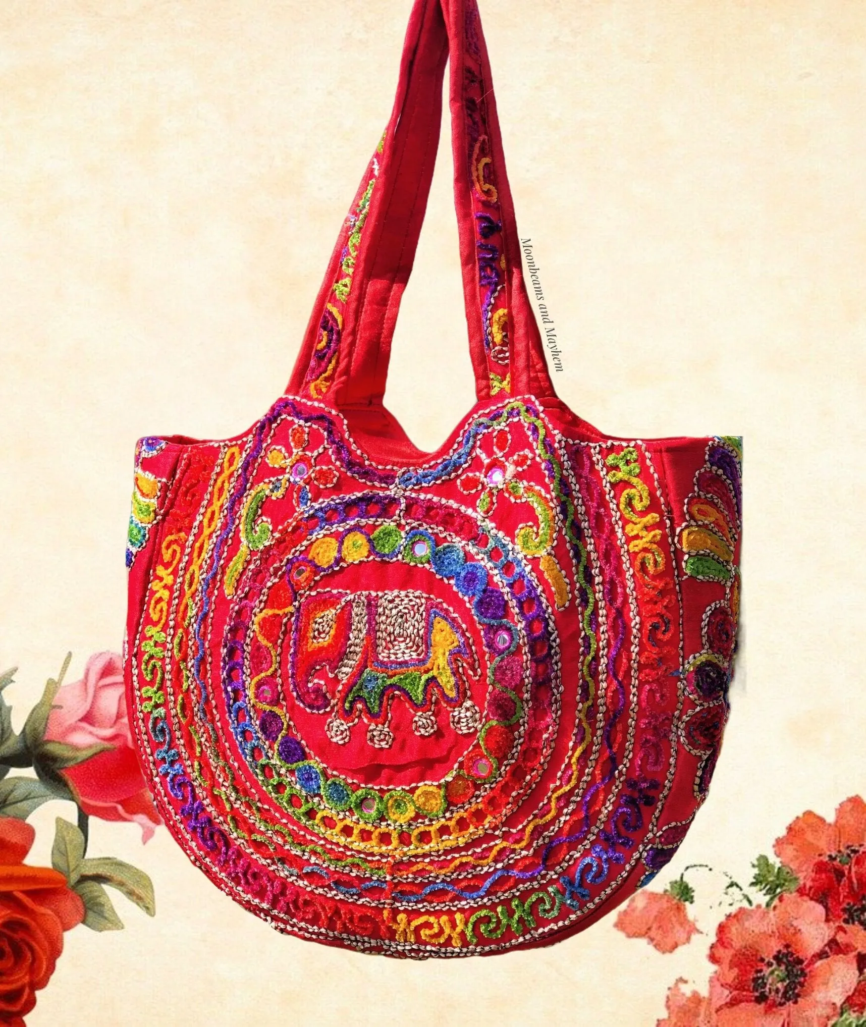 DELICIOUS RED SHAMBALA BOHEMIAN SHOULDER BAG