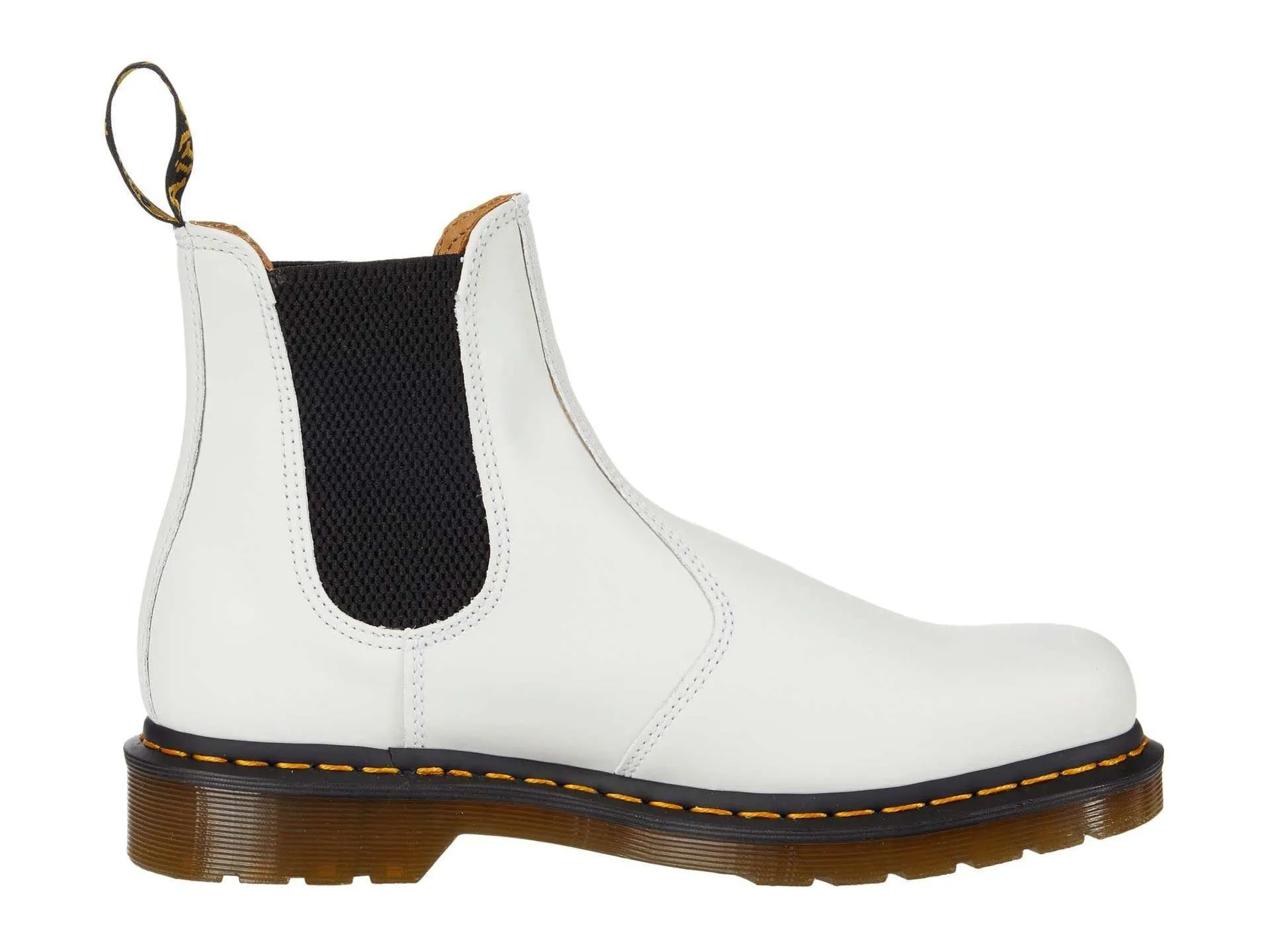 Dr. Martens 2976 Yellow Stitch Smooth Leather Chelsea Boots (White)