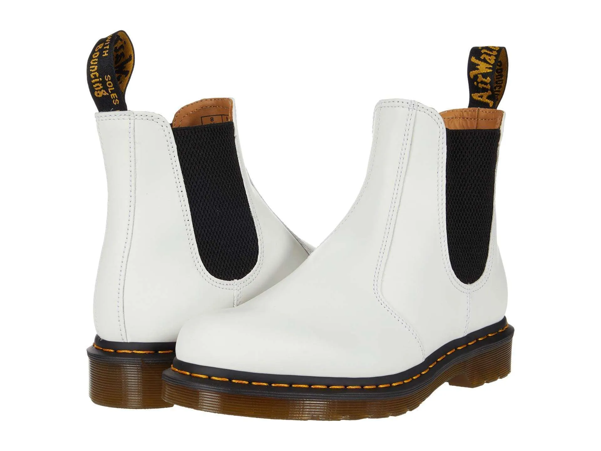 Dr. Martens 2976 Yellow Stitch Smooth Leather Chelsea Boots (White)