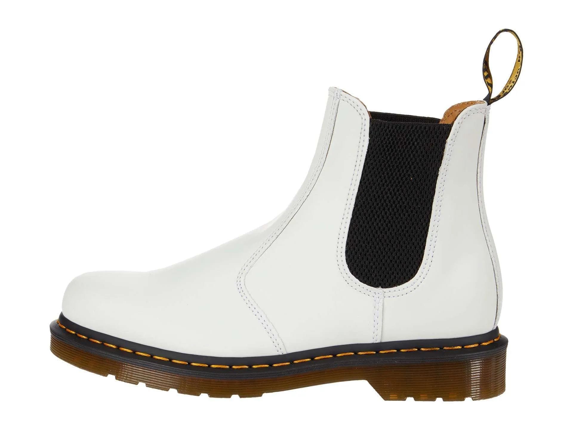 Dr. Martens 2976 Yellow Stitch Smooth Leather Chelsea Boots (White)