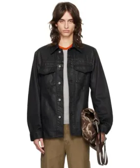 Dries Van Noten Black Waxed Denim Jacket