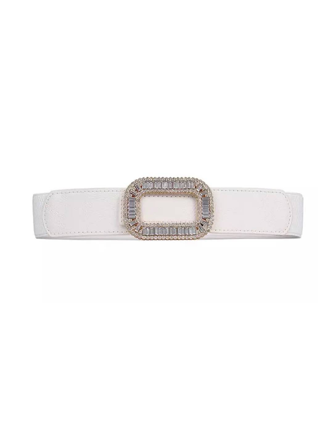 Elastic Waist Bedazzled Crystal Buckle Belt