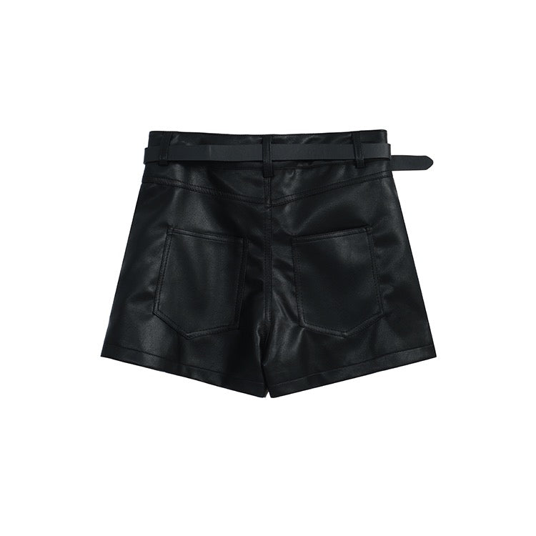 Faux Leather Belt Skort