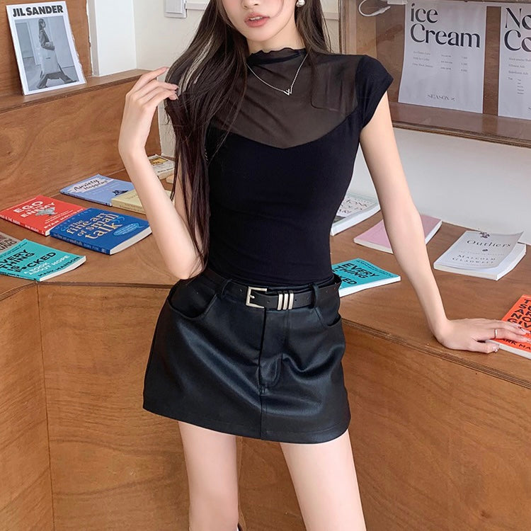 Faux Leather Belt Skort