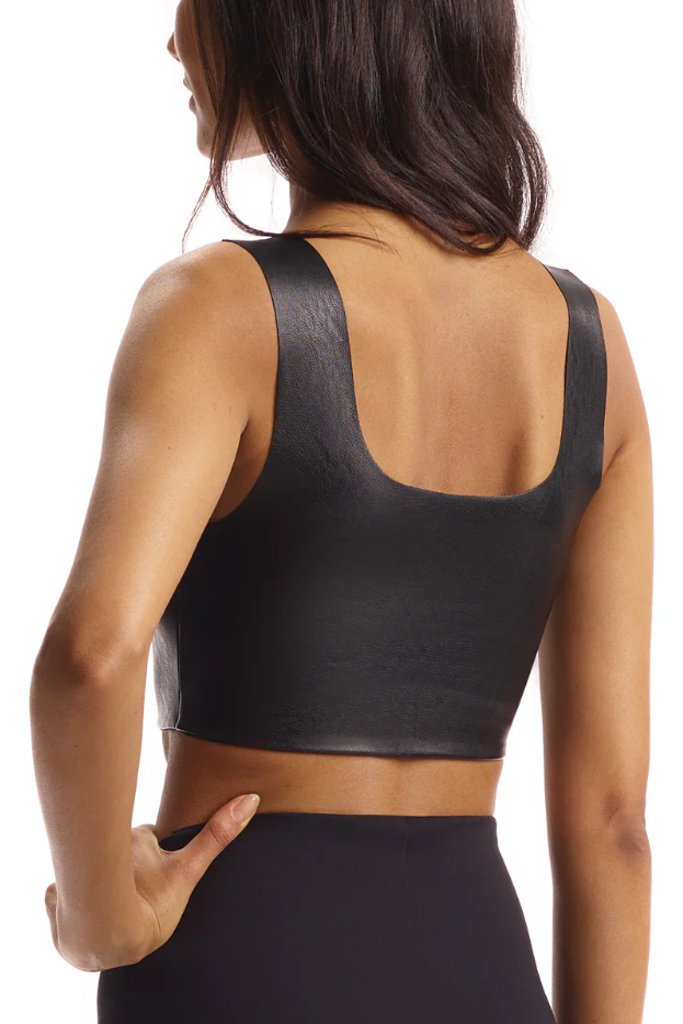 Faux Leather Squareneck Crop Top