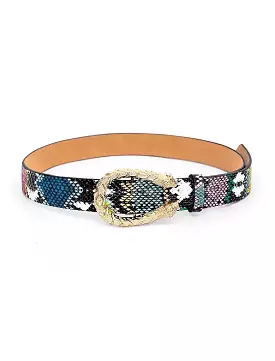 Faux Snake Leather Multi Color Belt