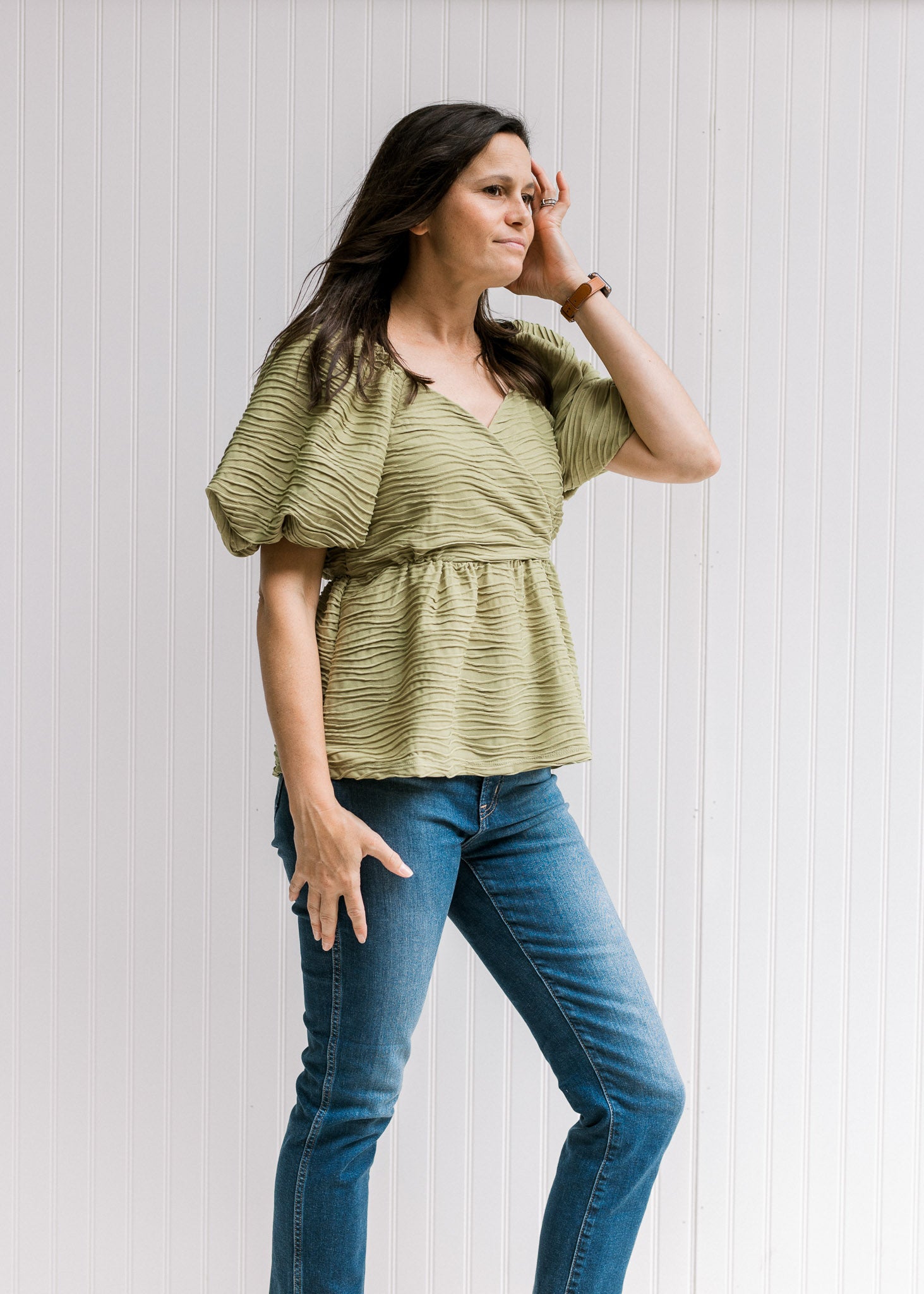 Green Wave Textured Top