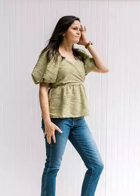 Green Wave Textured Top