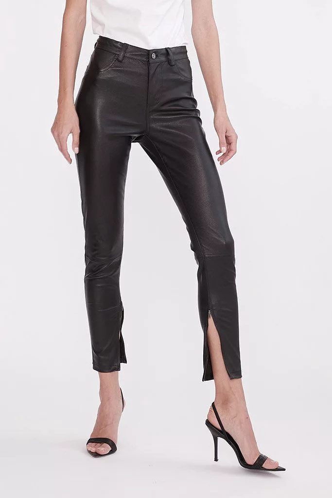 Houston High Rise Legging Black Stretch Leather