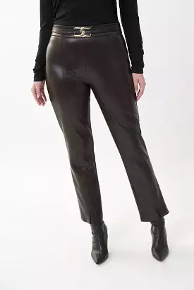 Joseph Ribkoff Brown Faux Leather Pant - 223131